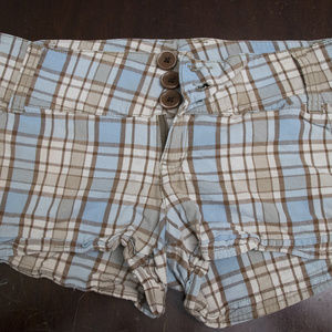 Blue Tan Plaid Shorts Soft lightweight